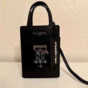 Karl Lagerfeld Black Mini Tote with Iconic Design